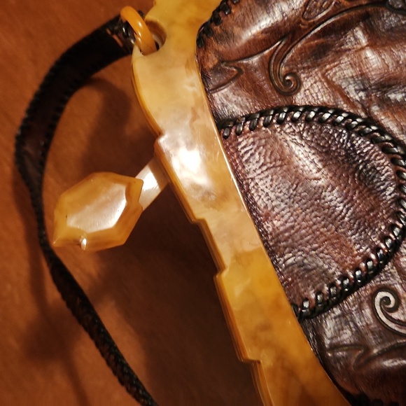 Vintage 1920s Elegant Brown Leather Handbag - Picture 7 of 12